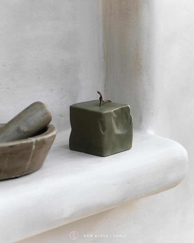 LAWA Raw Block Candle - Beautiful Handmade Pillar Scented Soy Wax Elegant Aesthetic Candle