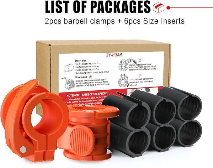 Barbell Clips 1 Inch Quick Release Weight Clamps 0.9-1.18inch Multi-Size Adjustable Olympic Clamps