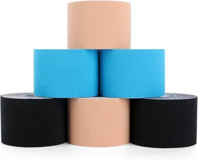 Kinesiology Tape 6 Rolls, Waterproof Kinetic Tape Muscle Tape for Injured Muscle Recovery & Joints