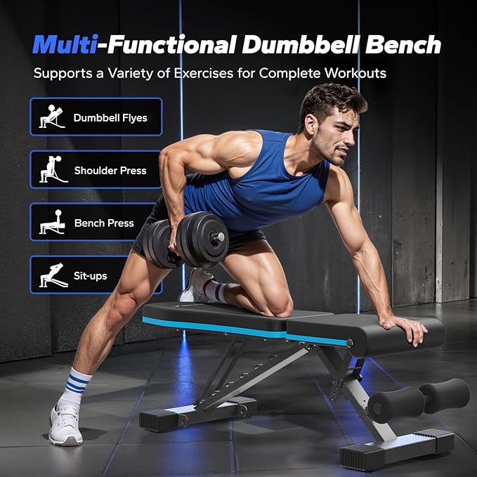 MERACH Weight Bench, Foldable Weight Benches for Home Gym with 990 LBS, Adjustable Weight Bench