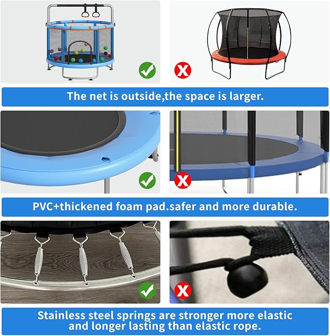 55" Small Trampoline for Kids, Telawah Indoor Outdoor with with Enclosure Net, Safety Enclosure