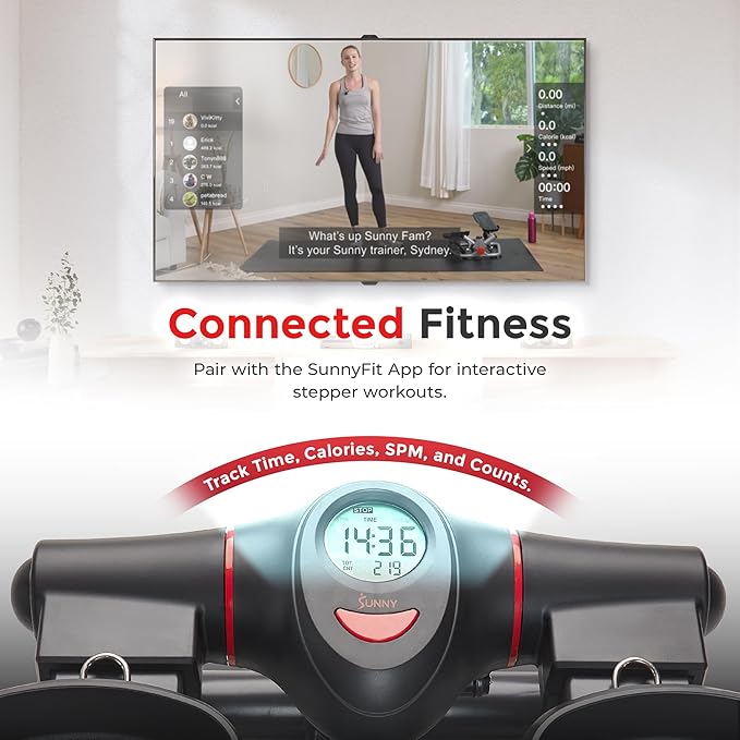 Sunny Health & Fitness 2-in-1 Premium Power Stepper with 400lbs Weight Capacity and Resistance