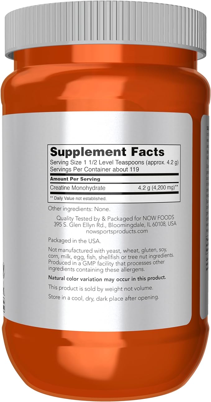 NOW Foods Sports Nutrition, Micronized Creatine Powder 500 g, Mass Building*/Energy Production*