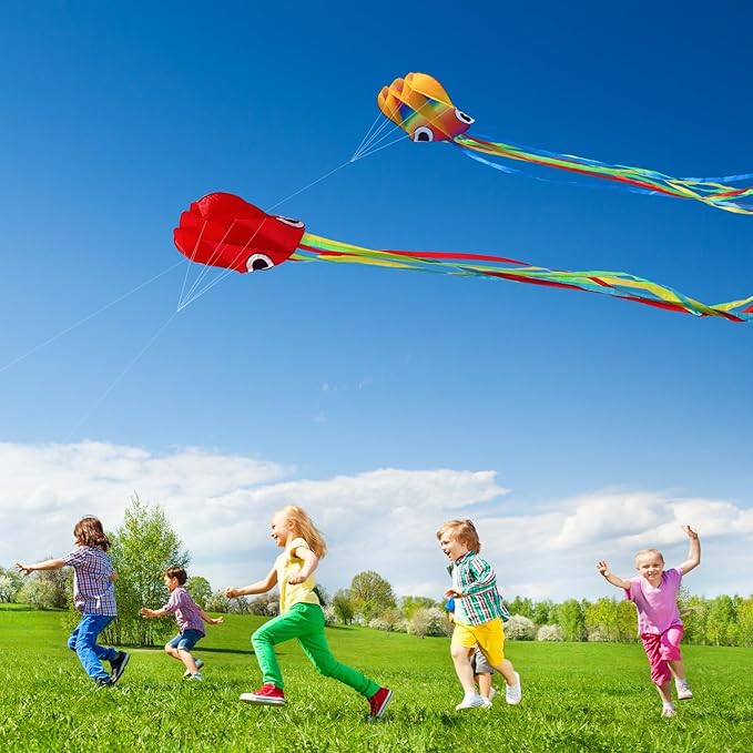 Large Octopus Kites for Kids & Adults,Big Kite for Beginners, Kites for Kids Ages 4-8,Outdoors