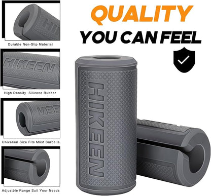 Hikeen Thick Bar Dumbbell Grips,Non Slip Hard Rubber Barbell Grips,Grips for Weight Lifting, Muscle