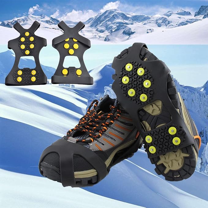 Ice Cleats for Shoes and Boots, Ice Snow Traction Cleats Grippers, Non Slip Shoe Ice Grippers,10