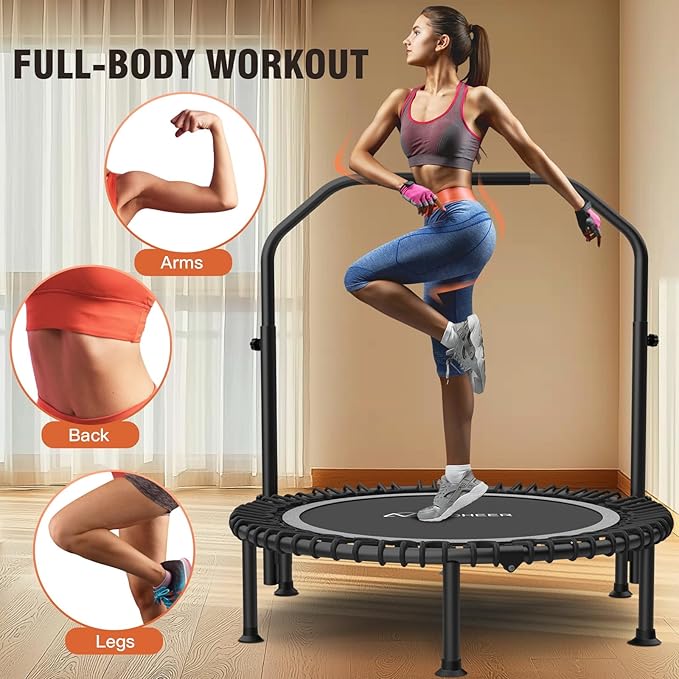 Bungee Rebounder Trampoline,ANCHEER 40" Foldable Fitness Trampoline with 4-Level Adjustable