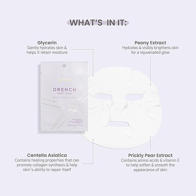 Karuna Skin - DRENCH Hydrating Sheet Mask, Pore-Minimizing Facial Skin Care Products, Hydrating
