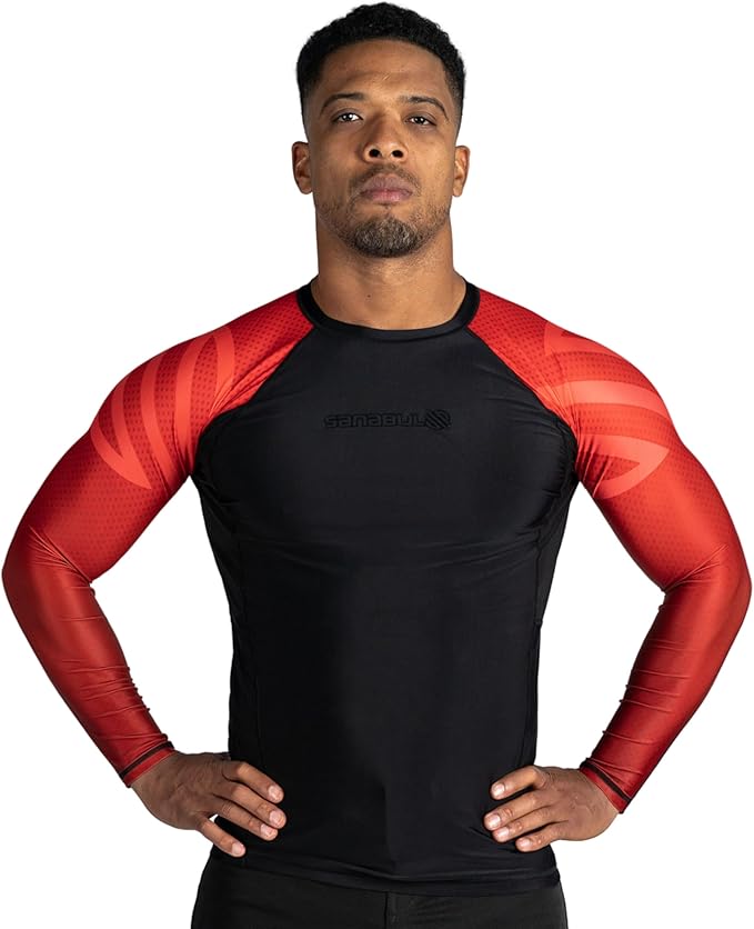 Sanabul Essential Long Sleeve Compression Training Rash Guard for MMA BJJ Wrestling Grappling and