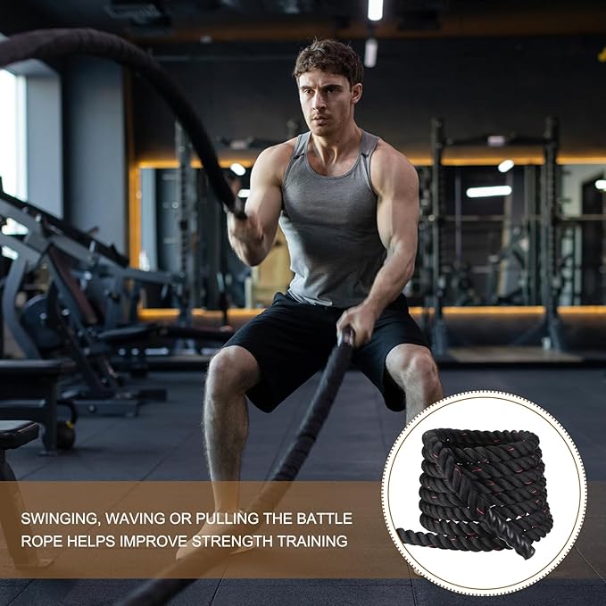MECCANIXITY Battle Rope 40ft x 2 Inch Polyester Workout Rope Heavy Fitness Exercise Rope for