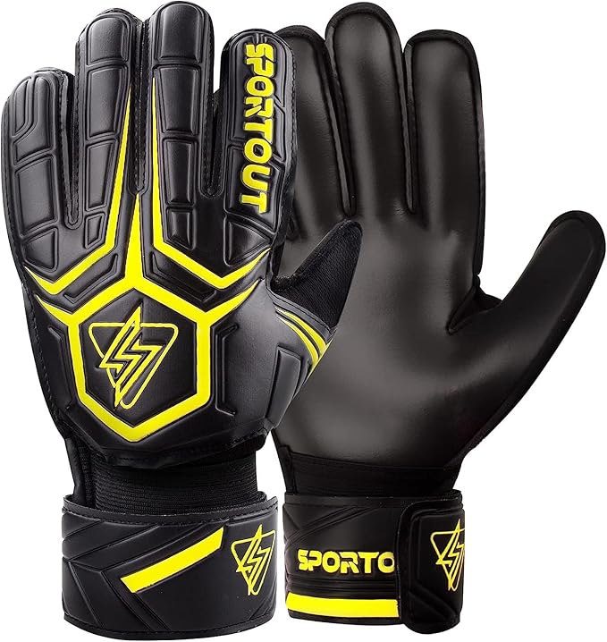 Sportout Goalie Gloves, Goalkeeper Gloves with Finger Protection, Breathable Soccer Goalie Gloves