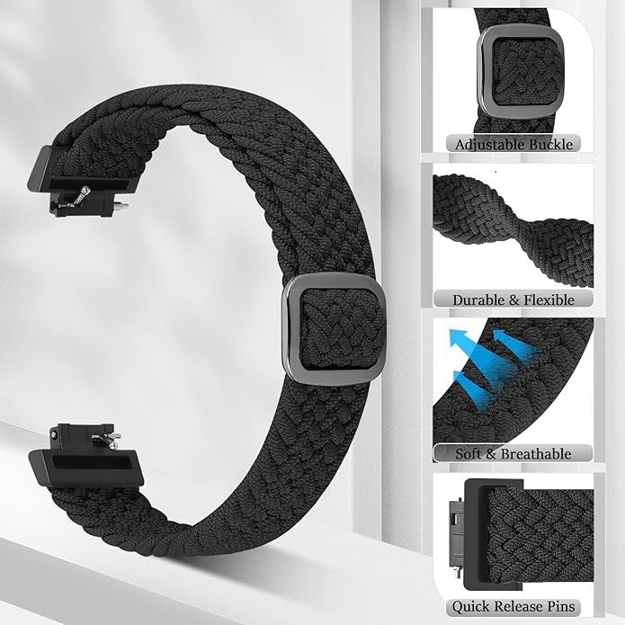 Elastic Braided Watch Band Compatible with Fitbit Inspire 3/Inspire 2/Inspire/Inspire HR/Fitbit ace
