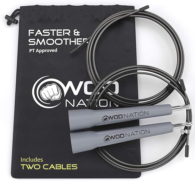 WOD Nation Adjustable Speed Jump Rope For Men, Women & Children - Blazing Fast Fitness Skipping