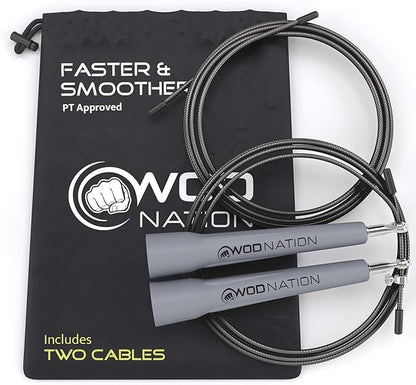 WOD Nation Adjustable Speed Jump Rope For Men, Women & Children - Blazing Fast Fitness Skipping