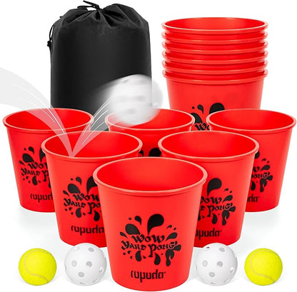 ropoda Giant Yard Pong,Yard Games with Durable Buckets and Balls - Choose Red Large, XL, or Green