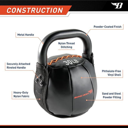 BIONIC BODY by Marcy Soft Kettlebell with Handle for Weightlifting, Conditioning, Strength and core