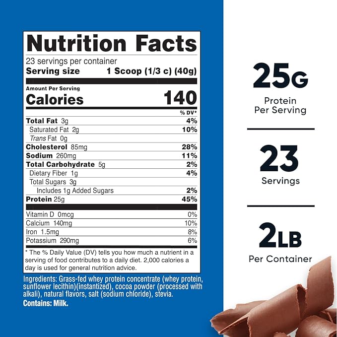 Nutricost Grass-Fed Whey Protein Concentrate (Chocolate) 2LBS - Undenatured, Non-GMO, Gluten Free