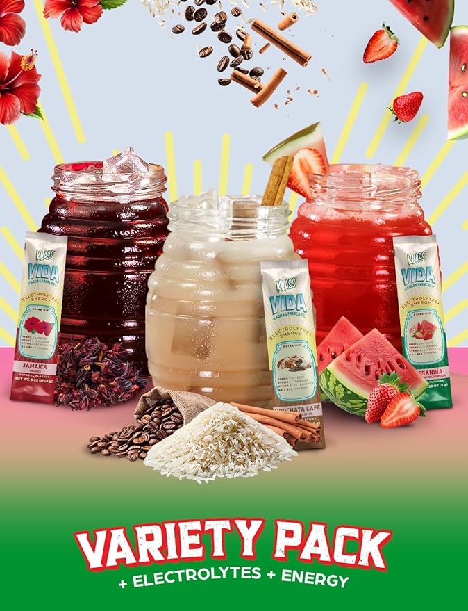 Hydration + Energy Electrolyte Drink Mix ??Variety Pack with Hibiscus, Coffee Horchata & Strawberry