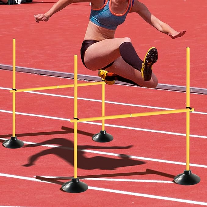 TNZMART 4.9 FT Agility Poles Adjustable Hurdles for Soccer Football Speed Training Equipment Track