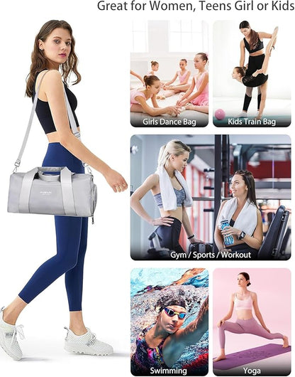Compact Sports Gym Bag for Women and Men, Cute Mini Duffle Bag with Wet Pocket & Shoes Compartment