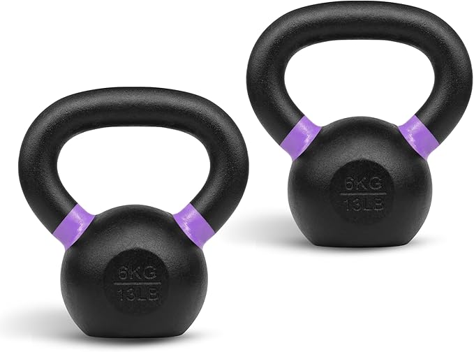 Yes4All Kettlebell, Heavy Duty Powder Coated Cast Iron Kettlebells, Non-Slip Handle & Flat Bottom