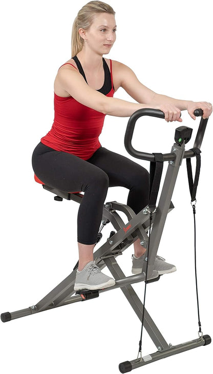 Sunny Health & Fitness Row-N-Ride PRO, Full Body Combo Squat Machine w/Optional Resistance Band