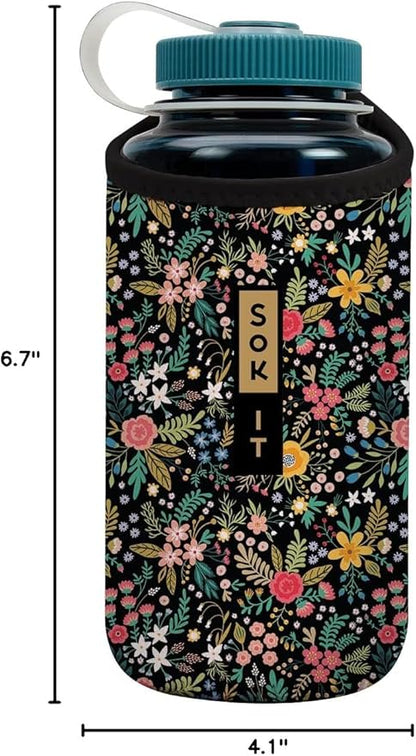 Sok It BotlSok Water Bottle Sleeve Insulated Neoprene Cover (English Garden Picnic, Fits 32oz