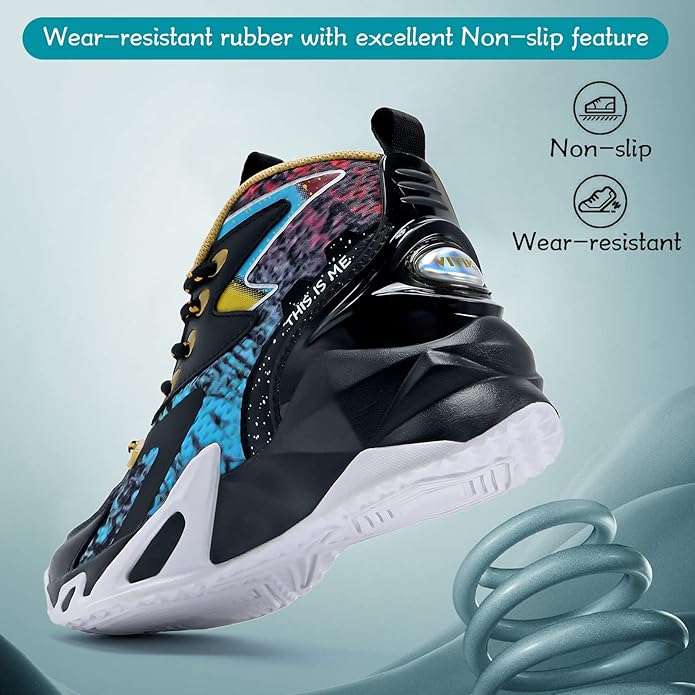 VITUOFLY Kids Basketball Shoes Boys Air Cushion Sneakers Girls Mid Top School Hoops Shoes Non-Slip