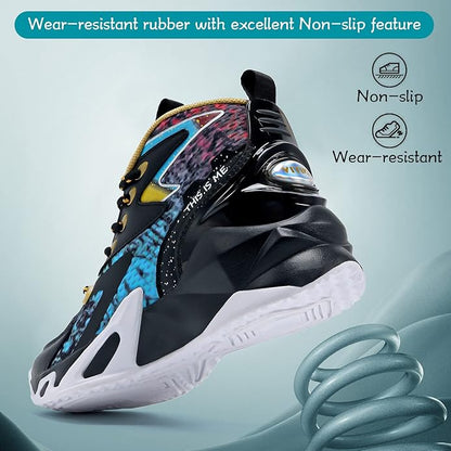 VITUOFLY Kids Basketball Shoes Boys Air Cushion Sneakers Girls Mid Top School Hoops Shoes Non-Slip