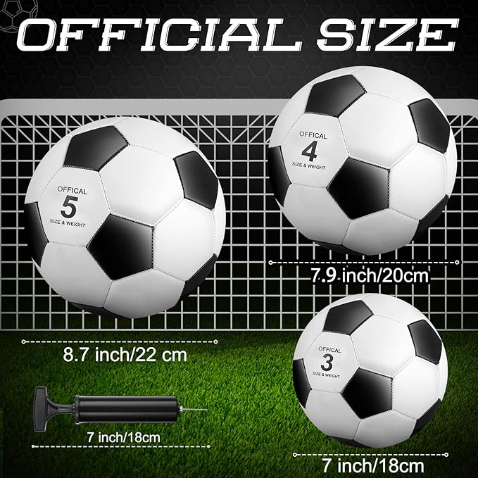 HyDren 8 Pcs Soccer Balls Bulk with Pump Deflated Official Size Sport Soccer Ball for Kid Adult