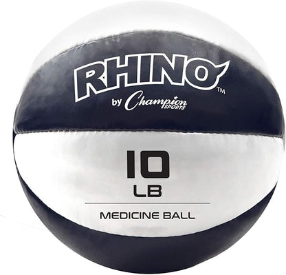 Champion Sports Exercise Medicine Balls, Leather with No-Slip Grip - Weighted Med Ball Set for