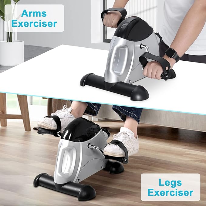 Mini Exercise Bike, himaly Under Desk Bike Pedal Exerciser Portable Foot Cycle Arm & Leg Peddler
