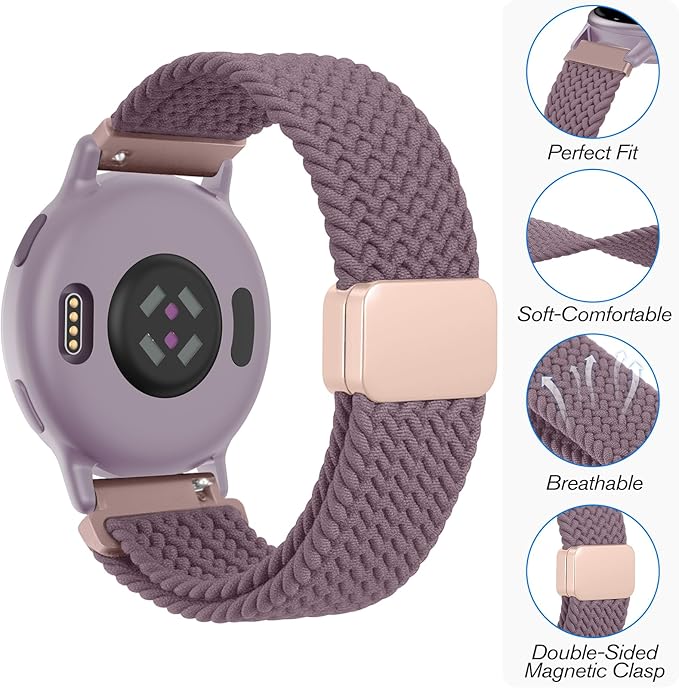 FINTIE Magnetic Braided Band Compatible with Garmin Vivoactive 5/6/Vivoactive 3, Garmin Venu/Venu