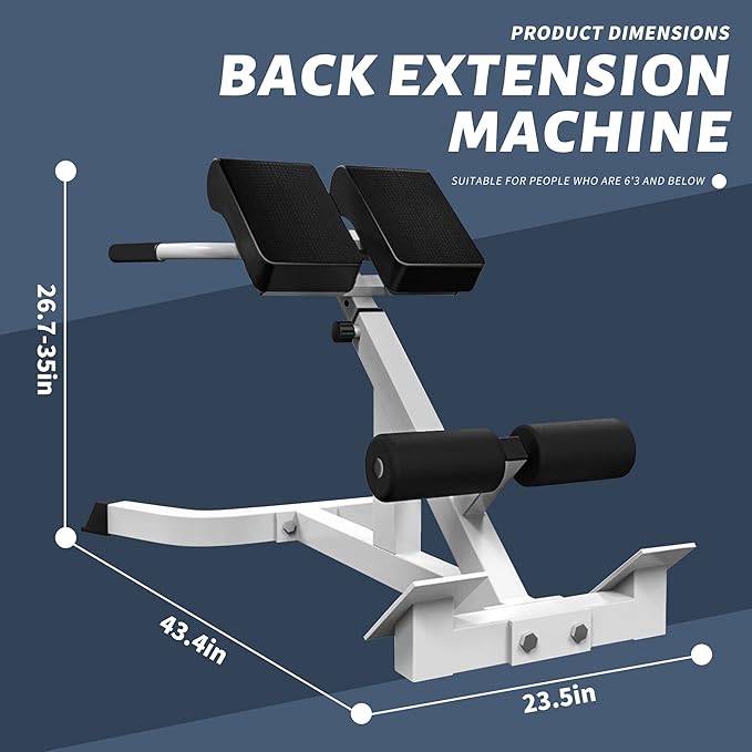 Roman Chair Back Extender - Angle & Height Dual Adjustable Hyperextension Bench for Home Gym
