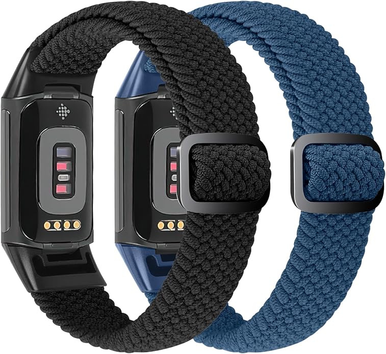 Elastic Braided Bands Compatible with Fitbit Charge 5/Fitbit Charge 6 for Women Men, Breathable
