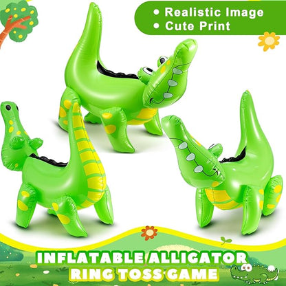 Civaner Alligator Inflatable Ring Toss Crocodile Game, Each Include 22" Inflatable Alligator Blow