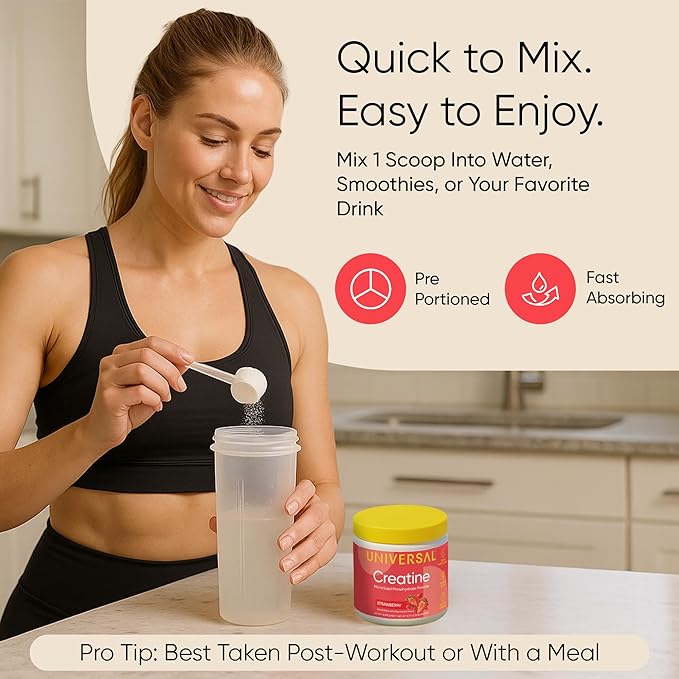 Universal U Creatine Monohydrate for Women - Flavored Creatine Powder, Female Strength, Energy