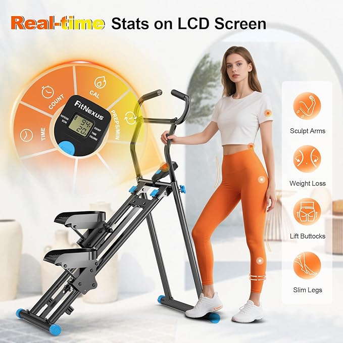 Stair Stepper for Home Gym, 350lbs Vertical Climber Machine with LCD Display, Non-Slip Pedals &
