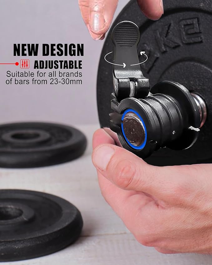 Barbell Clips 1 Inch Quick Release Weight Clamps 0.9-1.18inch Multi-Size Adjustable Olympic Clamps
