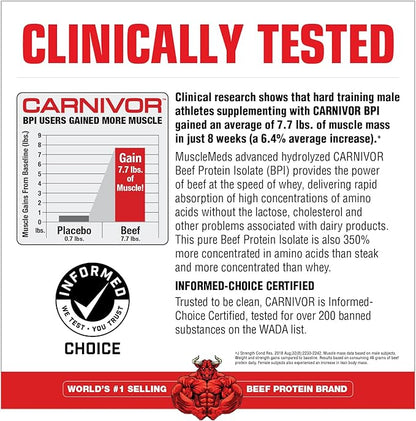 MuscleMeds Carnivor Beef Protein Isolate, 0 Lactose, 0 Sugar, 0 Fat, 0 Cholesterol, Halal