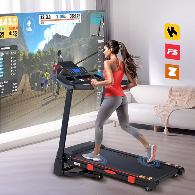 Treadmills for Home, 15% Auto Incline, 0.5-10 MPH, 18" Belt, 3 HP, 350lb Capacity, Foldable