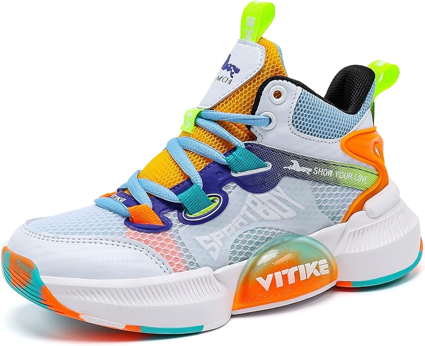 JMFCHI Kids Basketball Shoes High-top Sports Shoes Sneakers Durable Lace-up Non-Slip Running Shoes