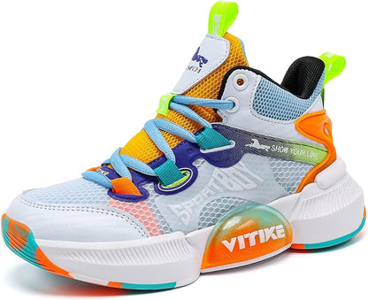 JMFCHI Kids Basketball Shoes High-top Sports Shoes Sneakers Durable Lace-up Non-Slip Running Shoes