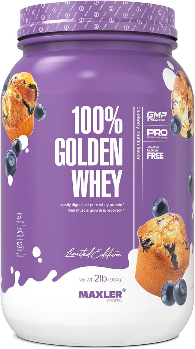 Maxler 100% Golden Whey Protein - 24g of Protein per Serving - Premium Whey Protein Powder for Pre