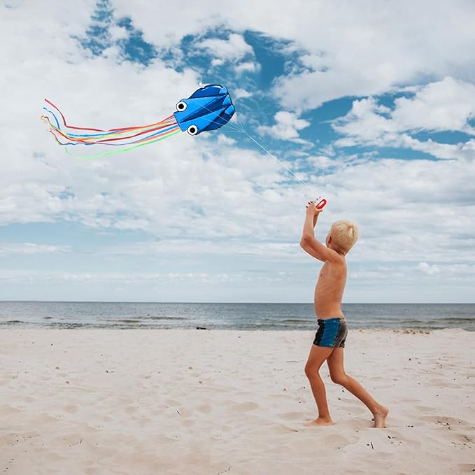 Octopus Kites for Kids & Adults Easy to Fly, 24”x 158” Large Soft Kite Kit for Boys and Girls