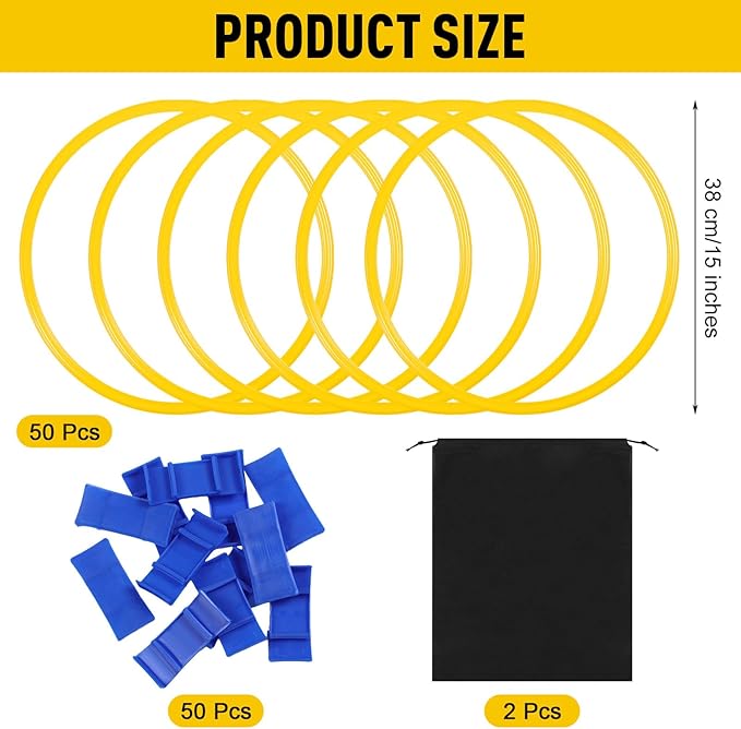 Shappy 50 Pcs Agility Rings with Storage Bags 15 Inch Agility Training Rings Hoop Exercise Ring