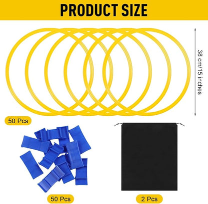 Shappy 50 Pcs Agility Rings with Storage Bags 15 Inch Agility Training Rings Hoop Exercise Ring