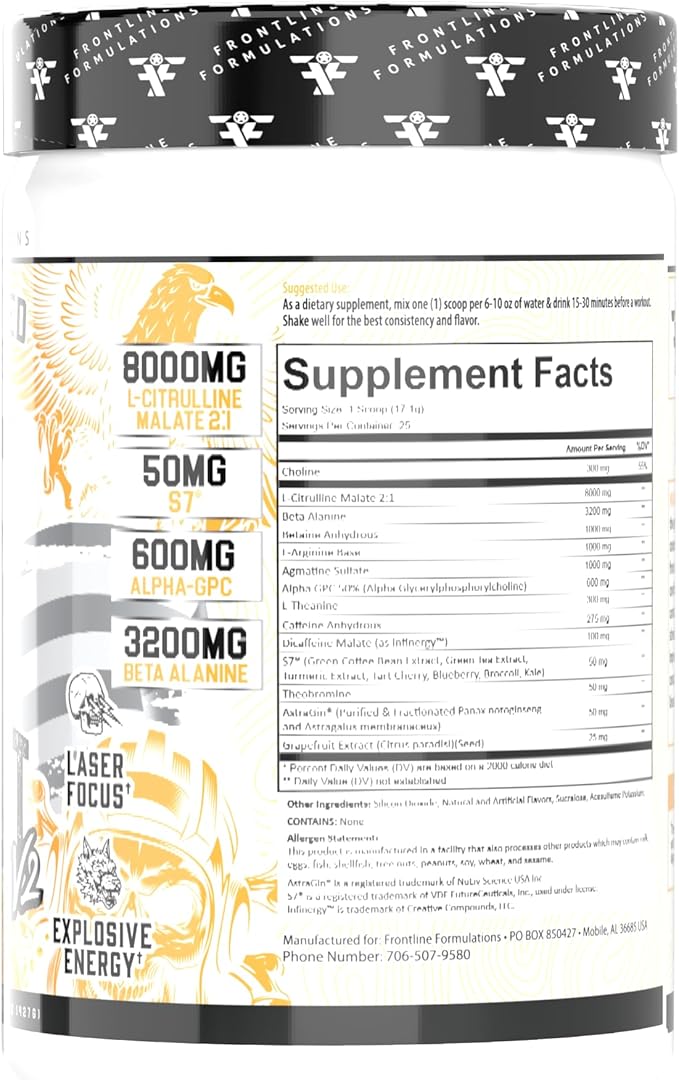 Gauntlet Pre-Workout Powder, Explosive Workouts, Laser Focus, Mid Stim, Amazing Flavor, Veteran