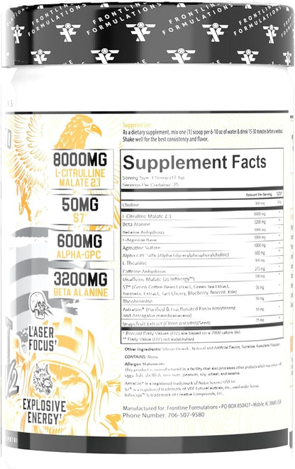 Gauntlet Pre-Workout Powder, Explosive Workouts, Laser Focus, Mid Stim, Amazing Flavor, Veteran