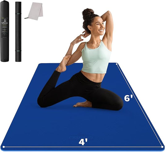 CAMBIVO Large Yoga Mat (6'x 4'), Extra Wide Workout Mat for Men and Women, Yoga Mat Thick 1/3 &1/4